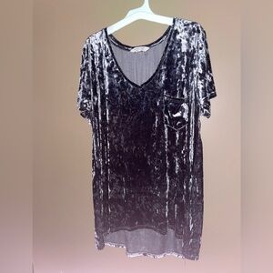 Women’s Spring + Mercer Velvet Legging Tee Silver Velvet Size XXL